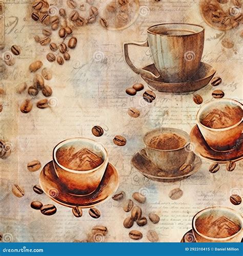 Coffee Old Paper, Vintage Digital Paper Stock Illustration ...