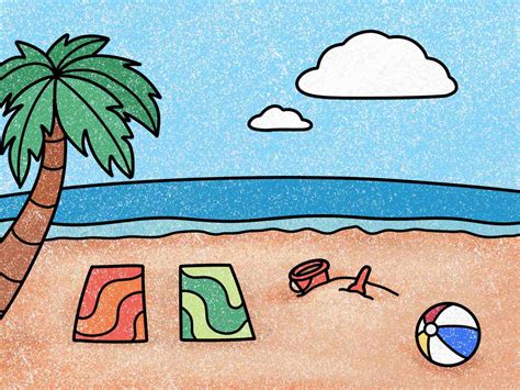 Easy Beach Drawing - HelloArtsy
