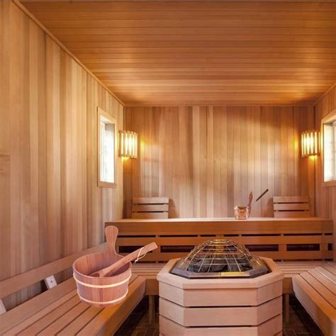 4L Sauna Wooden Bucket And Ladle Kit Steaming Bath... – Grandado