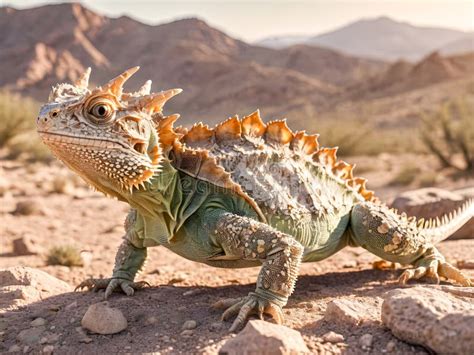 Portrait of a Bearded Dragon in the Mojave Desert, California Stock ...
