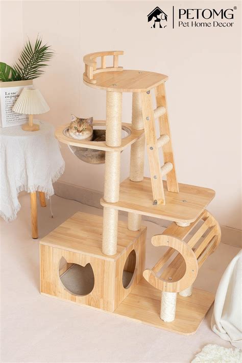 Rubberwood Cat Tree House | Upgrade Your Cat's Space