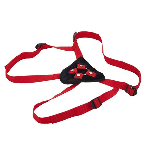 Red Strap-On HARNESS G-SPOT Dildo Slim PEGGING Sex Toy Rider ADJUSTABLE
