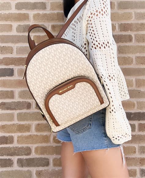 Michael Kors Jaycee Medium Pebbled Leather Backpack Bag, Vanilla ...