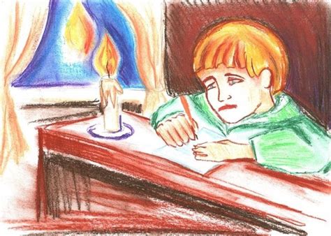 Срисовки и детские рисунки к произведению "Ванька" Чехова.