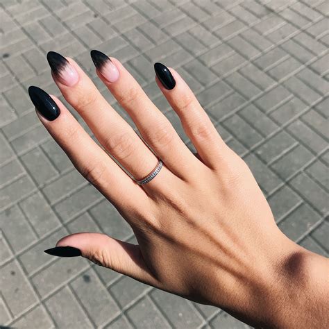 Almond Shaped Nails With Black Tips at Kara Torres blog