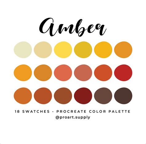AMBER PROCREATE COLOR Palette Hex Codes Brown, Orange, Tan, Beige