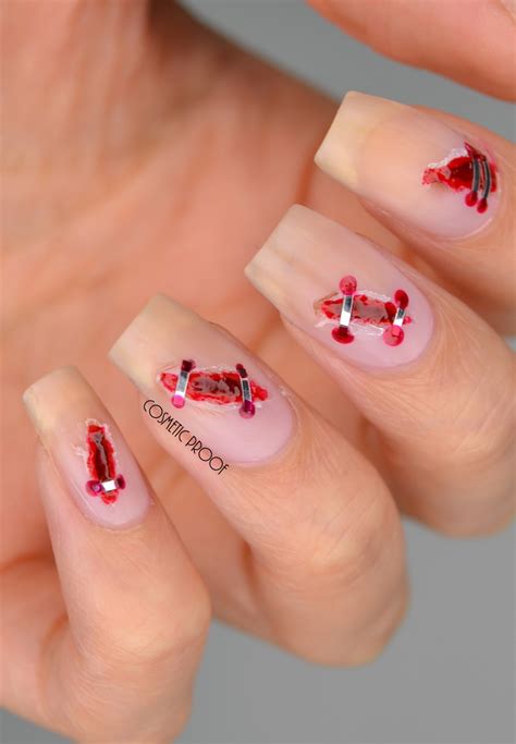 NAILS | Ouch! Bloody, Stapled Nail Art | Cosmetic Proof | Vancouver ...