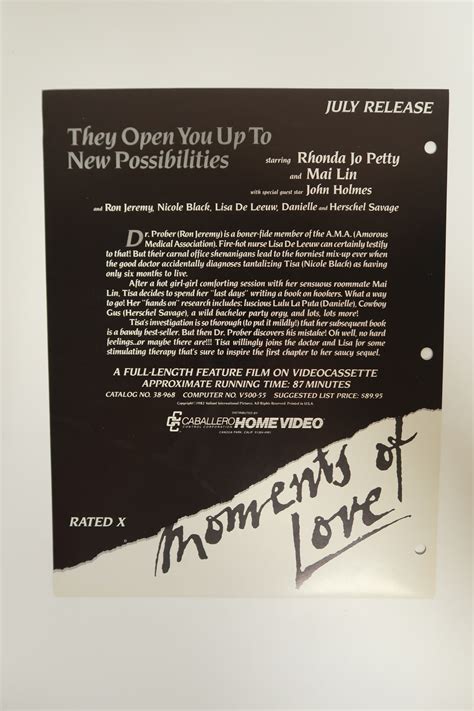 Moments Of Love - Caballero Home Video - Rhonda Jo Petty - John Holmes
