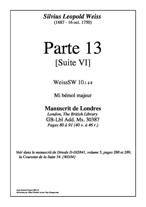 Weiss. Sylvius Leopold - WeissSW10 Suite VI Parte 13 Parte 13 (Le ...