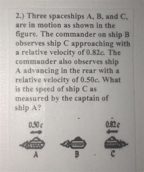 Solved 2.) Three spaceships A, B, and C, are in motion as | Chegg.com 