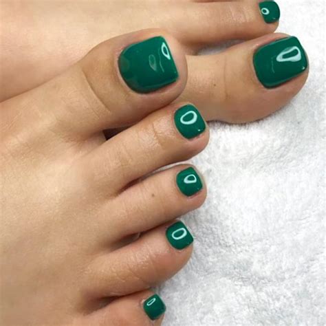 Amazon.com: Solid Color Dark Green Press on Toenails for Women Glossy