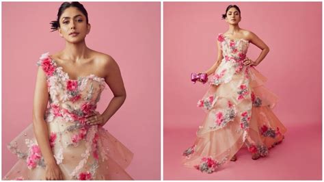 Mrunal Thakur in a pink 3-D floral gown will take your breath away ...