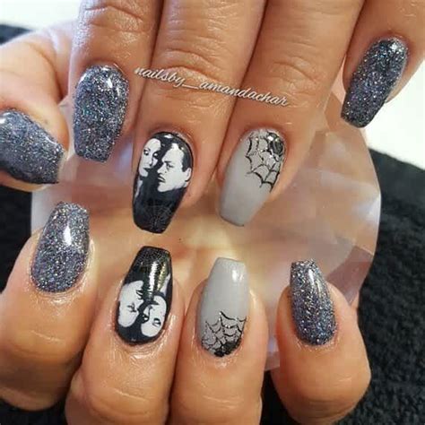 morticia addams nail art | Nail art, Halloween acrylic nails, Hair and ...