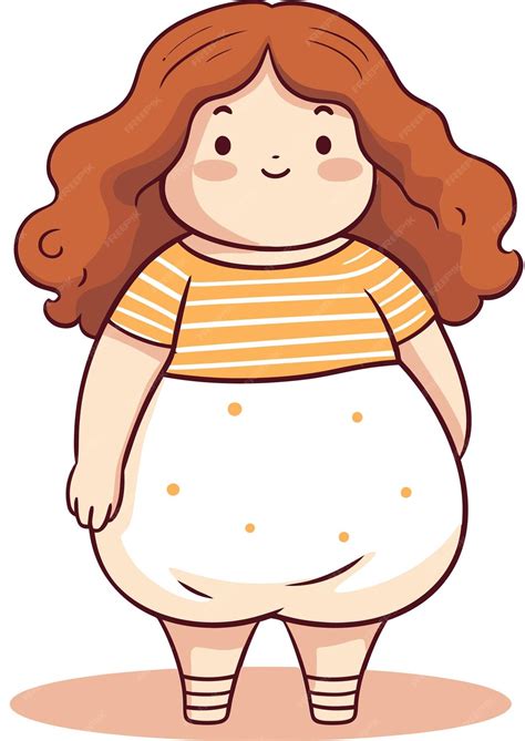 Um desenho animado de uma garota gorda com uma barriga grande | Vetor ...