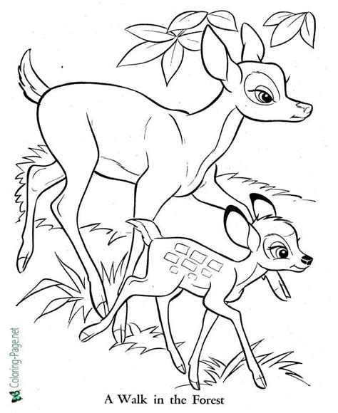 Bambi Coloring Page - Walk in Forest