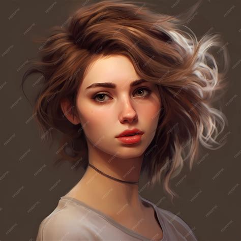 Premium Photo | Beautiful and young woman with brown short hair AI
