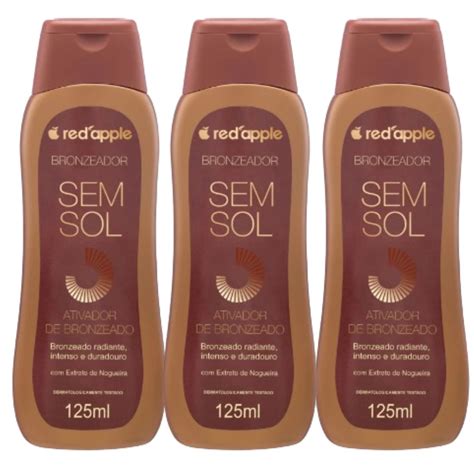Melhor Bronzeador Sem Sol - Kit 3 Bronzeador Sem Sol Autobronzeador 125Ml - Red Apple | Shopee Brasil