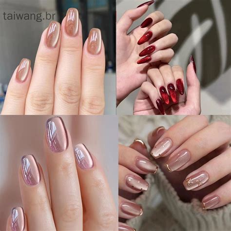 Foto De Unha Postiça Realista - unha postiça realista Olho De Gato Com Cola Cor Sólida quadrada unhas ...
