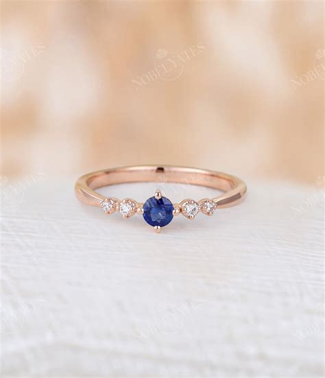 Sapphire Engagement Ring Rose Gold Unique Vintage Diamond - Etsy