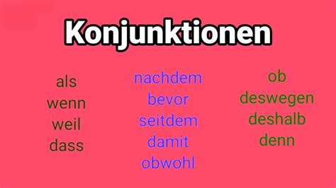 Deutsche Konjunktionen, Konnektoren, Hauptsatz Nebensatz, wenn, als ...
