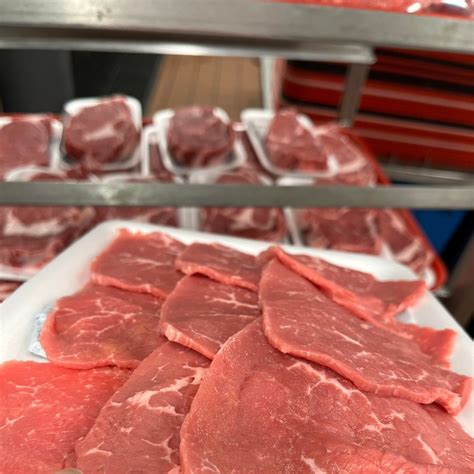 Eye round sandwich steaks cut by hand. No deli slicer. No partially