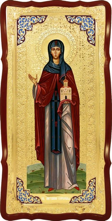 Храмовая большая икона в ризе Святая Ангелина Сербская в церковной ...