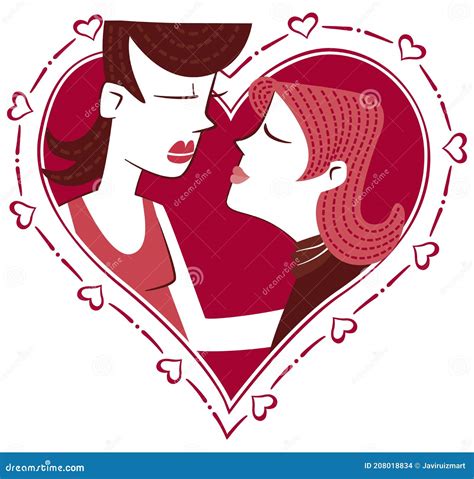 Kiss from a lesbian couple stock illustration. Illustration of
