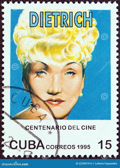 CUBA - CIRCA 1995: a Stamp Printed in Cuba Shows Marlene Dietrich