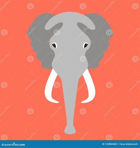 elephant face vector illustration flat style front