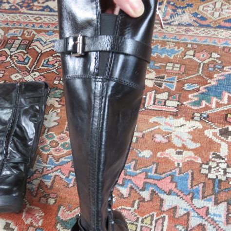 Enzo Angiolini Tall Black Shiny Leather Boots Nwt - Gem