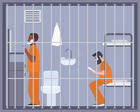 Мужчина в тюрьме Человек за решеткой тюрьмы шток померанца иллюстрации ...