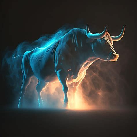 Premium AI Image | An energetic bull ready for battle on dark bcakground