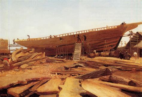 Shipbuilding at Gloucester 1871 Painting | Homer Winslow Oil Paintings