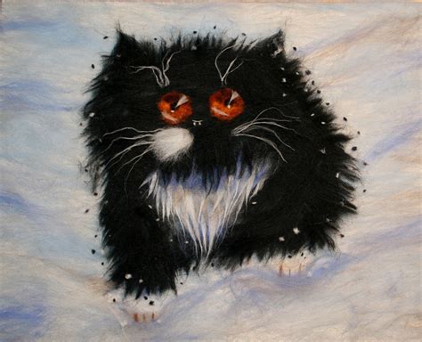 Картина из шерсти "Котик".