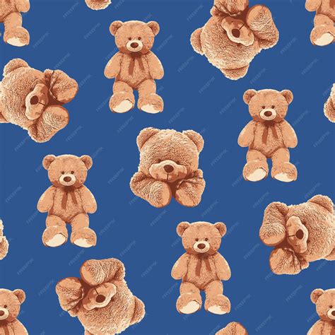 Premium Vector | SEAMLESS TEDDY BEAR PATTERN 118