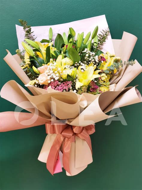 lily hand bouquet delivery kl olea florist modern arrangement