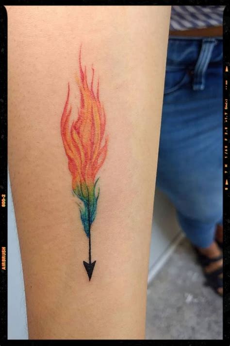 Flame Arrow Tattoo | Fire tattoo, Arrow tattoos for women, Small shoulder tattoos