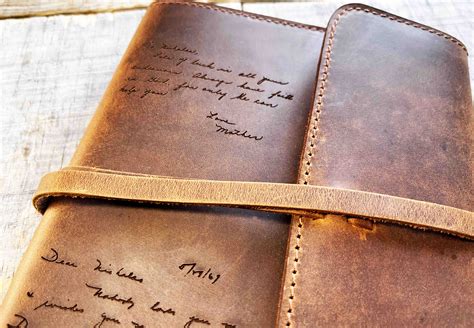 handwriting engraved leather journal