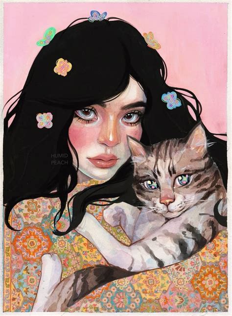 Девушка кот рисунок гуашь | Illüstrasyonlar, Çizimler, Çizim