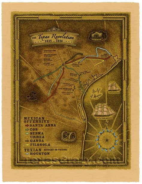 Buy Texas Revolution Map 1835 to 1836 Unique Texas Gifts