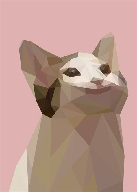 'pop cat meme' Poster, picture, metal print, paint by Lowpoly Posters ...