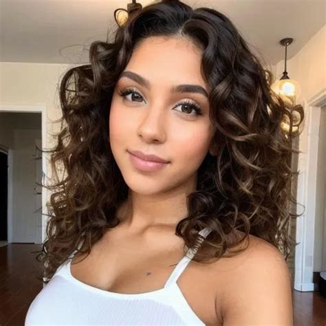 Only Fans model, brown long curly hair, brown eyes,...