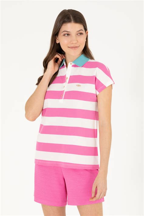 Поло U.S. POLO ASSN., размер 48, цвет розовый, белый, 100% хлопок ...