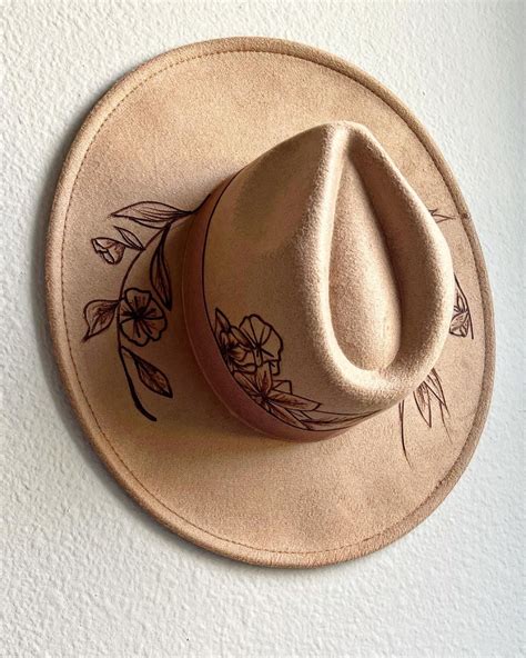 Wildflower Vines Hand Burned Hats Burnt Felt Hat Custom - Etsy Canada | Wide brim felt hat ...