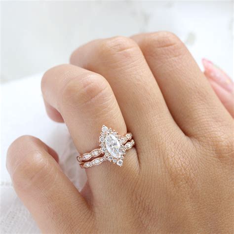 Marquise diamond engagement ring with wedding band 60 photos