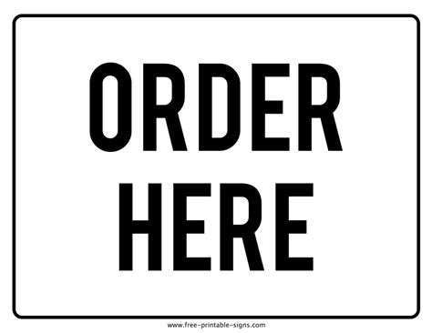 Printable Order Here Sign – Free Printable Signs