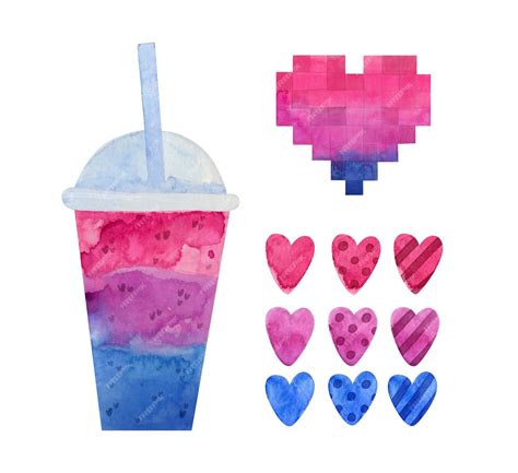 Premium Vector | Bisexual pride watercolor clipart lgbt art rainbow