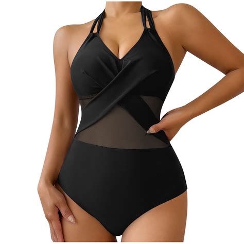 Clearance 2025! ZVNAΖH Women's Swimsuits One Piece Tummy Control Halter