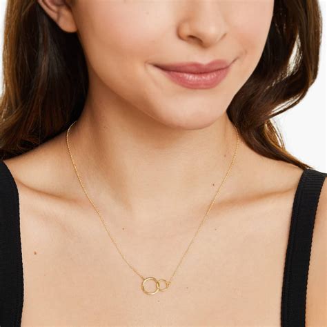 14K Yellow Gold Interlocking Rings Necklace-95005y14