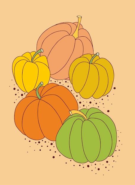 Premium Vector | Harvest festival with colorful pumpkins
